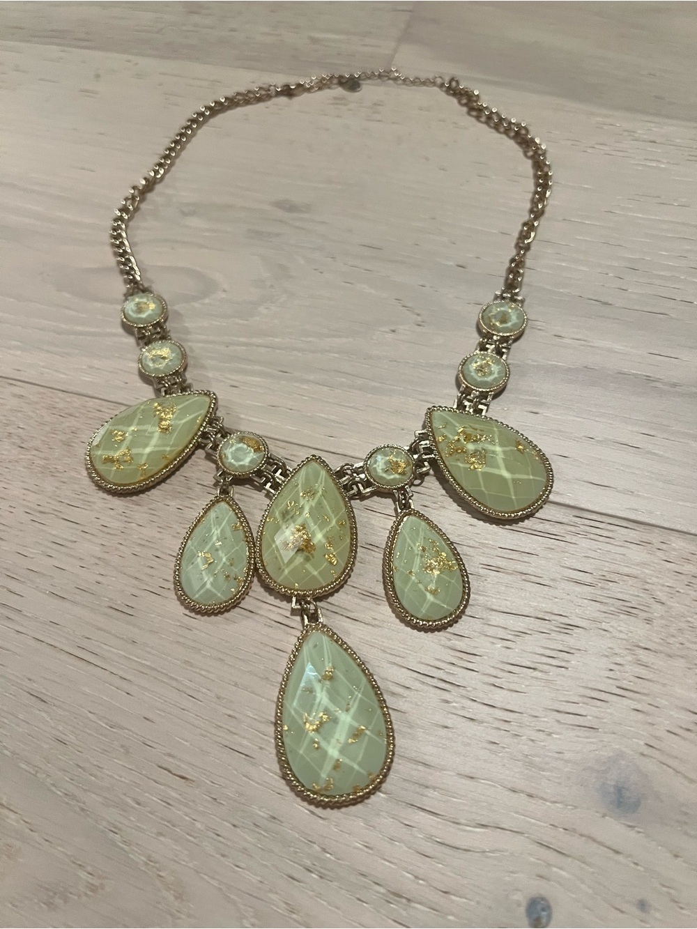 Aldo Gold-Tone Mint Teardrop Bib Necklace